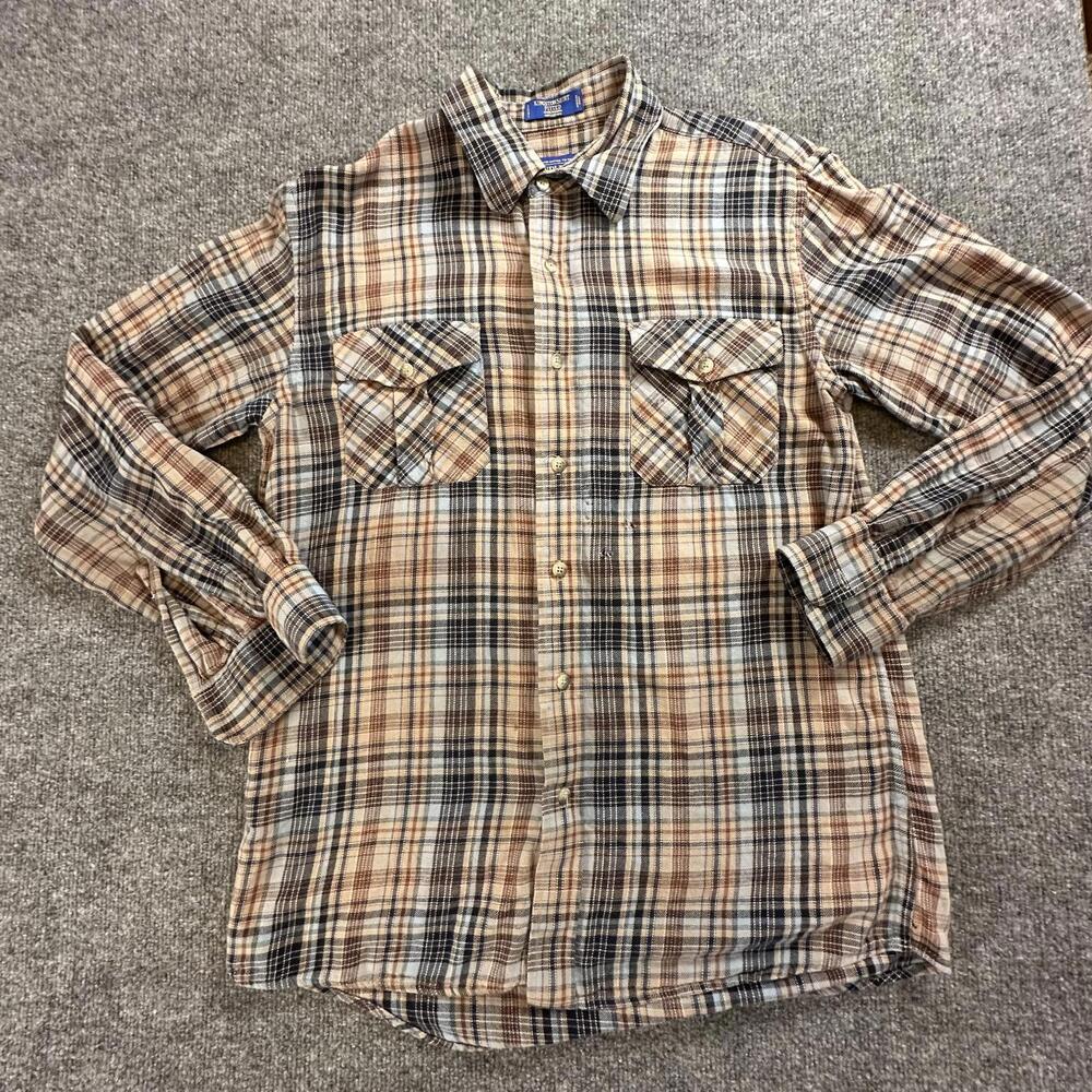Vintage-Style Pendleton Plaid Shirt Kingston Fit Men’s S Cotton Flannel Q-11‎
